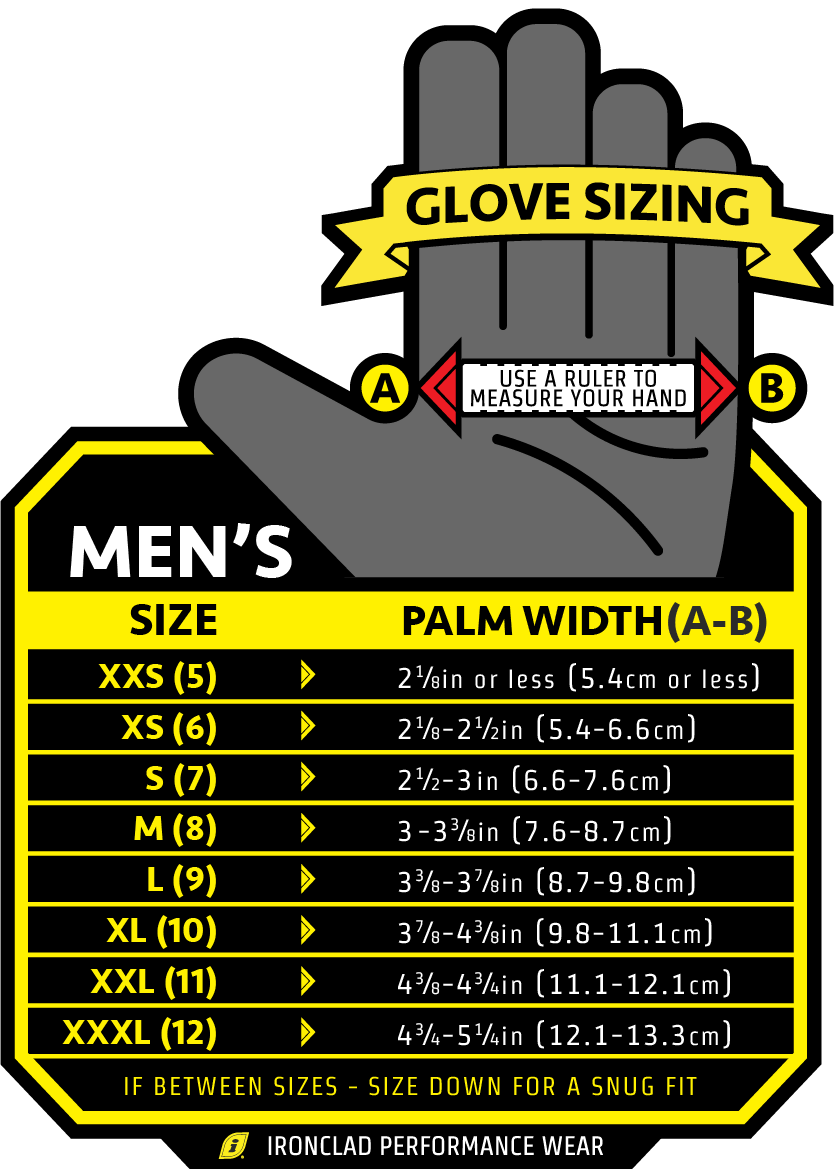 Men's Glove Size Chart